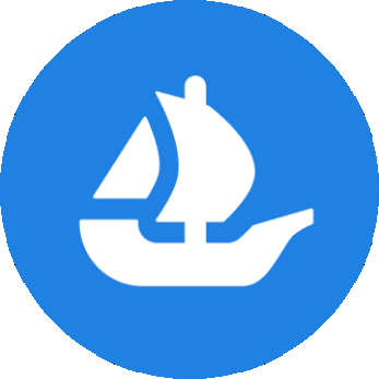 A blue, blinking OpenSea logo, which indicates that it should be clicked on.