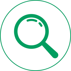 A shamrock green magnifying glass.